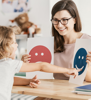working together with a behavior therapist during a session
