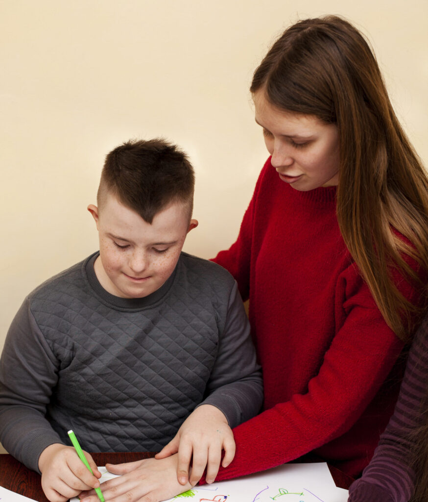 Parents collaborating with an ABA therapist to set goals